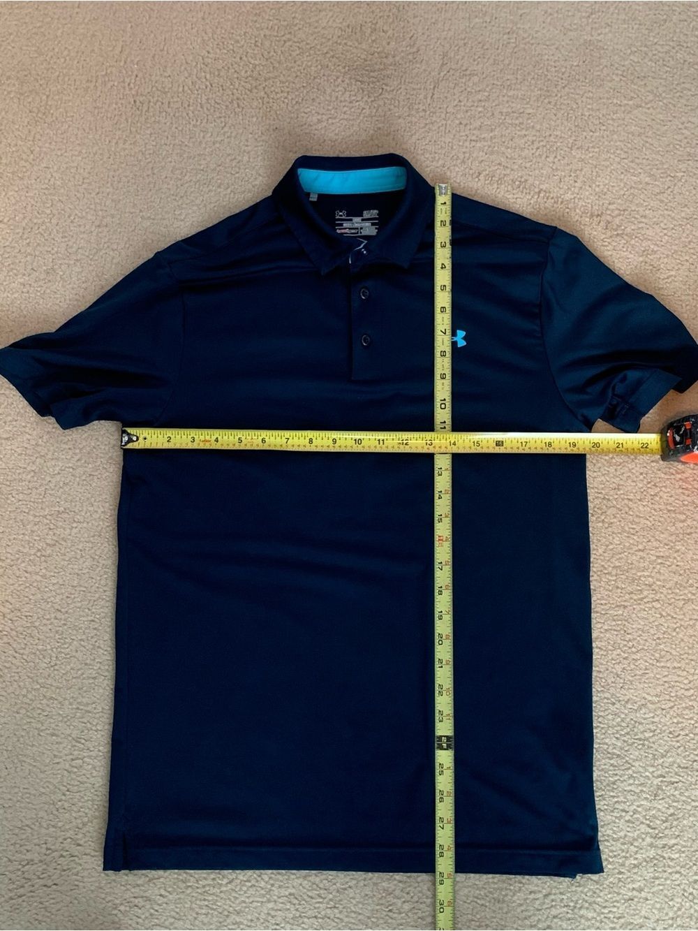 Under Armour Men’s Navy Camo Polo with Teal Logo - Picture 6 of 6